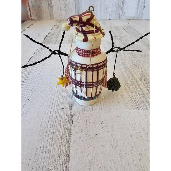 snowman holly star ornament plaid xmas tree - Picture 3 of 7